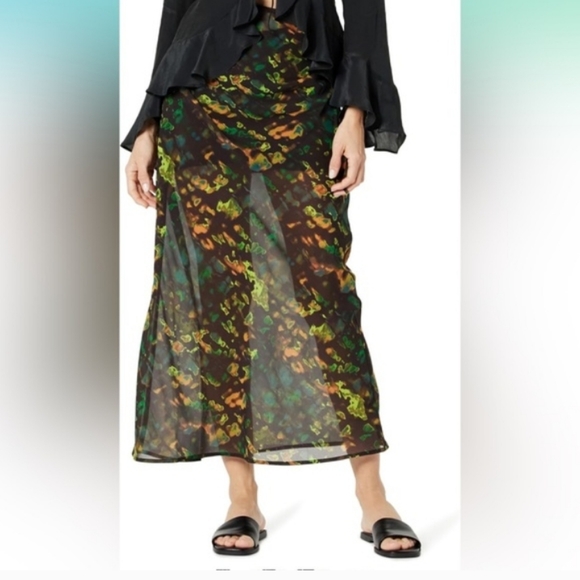The Drop Dresses & Skirts - The Drop Sheer Low Slung Multi Color Skirt With Mini Slip Size 3X NWT